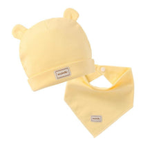 Load image into Gallery viewer, Cute Kids Hat with Bibs Candy Solid Colors for Boys and Girls Beanies Hats Cotton new Born Baby caps & Bibs