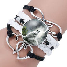 Load image into Gallery viewer, Classic Retro Wolf Head Elegant Bracelet Leather Bangle Luxury Bracelet Jewelry Boho Glass Moon Men Wrap Bangles For Men Women