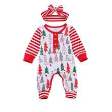Load image into Gallery viewer, Newborn Baby Girl/Boys Christmas Long Sleeve Round Neck Tree print Romper for Infant In New Year Design