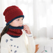 Load image into Gallery viewer, Knitted Baby Hats Cap and Scarf Turban Beanie Cotton Warm Wool Fur Caps Soft Hat For Childern Girl And Boys