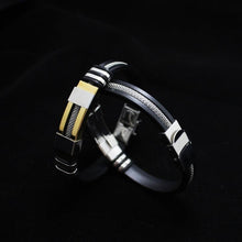 Load image into Gallery viewer, Stainless Steel Silicone Bracelet Men Jewelry Wrist Band Punk Style Men Rubber Charm Brecelet