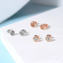 Load image into Gallery viewer, Classic Modern Cubic Zirconia Stud Earrings For Women Simple Rose Gold Color Women's Earing Accessories Fashion Jewelry E270