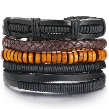 Load image into Gallery viewer, BOHO Tibet Stone Feather Multilayer Leather Bracelet Eye Fish Charms Beads Bracelets For Men Vintage Punk Wrap Wristband Cool Jewelry