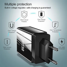 Load image into Gallery viewer, Modern Black 48W Quick Charger 3.0 USB Charge Plug Wall Mobile Phone Charger Adapter Fast Charging