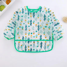 Load image into Gallery viewer, Cute Cartoon Print Baby Waterproof Long Sleeve Apron Children Feeding Smock Bib Baby Accessories