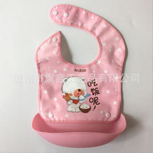 Load image into Gallery viewer, Baby Waterproof Silicone Bibs Burp Cloths Washable Roll Up Crumb Catcher Feeding Bib