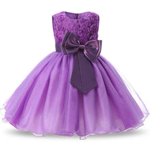 Load image into Gallery viewer, Luxury Modern Designer Baby Girls Flower Gowns Baptism Princess tutu Birthday Dress WIth Big Bow On Back