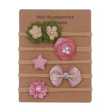 Load image into Gallery viewer, Handmade Set Baby Headband Solid Knot Flower Hair Bow Kids Nylon Elastic Soft Hair Bands Handmade For Girls Hair Accessories