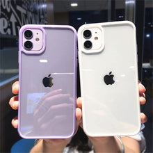 Load image into Gallery viewer, Transparent Shockproof Bumper Phone Case For iPhone 11 12 13 14 Pro Max Mini Cute Candy Color Hard Cover Luxurious Translucent Case for iPhone