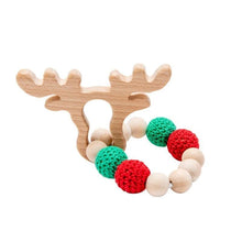 Load image into Gallery viewer, Wooden Teether Hedgehog Crochet Beads Wood Crafts Ring Engraved Bead Baby Teether Wooden Toys For Kids Rattle