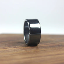 Load image into Gallery viewer, Fashion Jewelry smooth 10mm Width Flat Black Female Hematite Natural Couple Men's Women's Rings Christmas Gifts for the new year