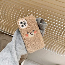 Load image into Gallery viewer, Cute Brown Bear Plush Phone Case For Iphone 14 11 12 13 Pro Max 7 8 X XS Max XR SE2 Autumn And Winter Shockproof Full Case Cover Cute Bear Animal Winter Warm Plush Fabric Phone Case