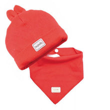 Load image into Gallery viewer, Elastic headscarf double layer cotton baby caps hats with baby bibs set for newborn infant Candy Color