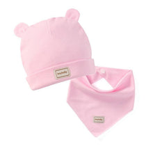 Load image into Gallery viewer, Cute Kids Hat with Bibs Candy Solid Colors for Boys and Girls Beanies Hats Cotton new Born Baby caps & Bibs
