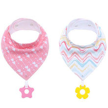 Load image into Gallery viewer, 100% Organic Cotton Super Absorbent And Soft Unisex Baby Bandana Drool Bibs And Teething Toys For Newborn
