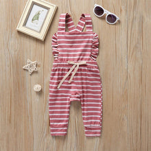 Load image into Gallery viewer, Newborn Baby Girl Boy Backless Striped Ruffle Romper Overalls Jumpsuit Clothes In Retro Syle For Boys And Girls