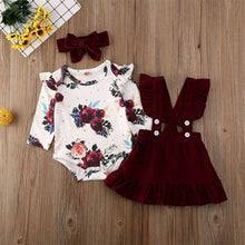 Load image into Gallery viewer, Newborn Baby Girl Floral Romper Jumpsuit Skirts Clothes Set Outfit Headband Cute Design Perfect Gift
