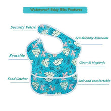 Load image into Gallery viewer, Waterproof Baby Bibs Polyester TPU Feeding Bibs Washable Baby Bibs with Food Catcher For Kids