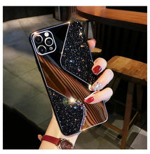 Load image into Gallery viewer, Women Luxurious Glitter Makeup Mirror Phone Case For iPhone 12 11 Pro MAX X XS XR 8 7 Plus Luxury Silicone Shockproof Cover Fixed Non Moving Sparkling Shining Glitter Stars Soft Silicone Case