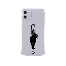 Load image into Gallery viewer, Cute Cartoons Black Cat Transparent Phone Cover For Iphone 14 14promax 14plus 13promax 13 12 11 Shockproof Clear Phone Case Adorable Soft Girls Print Cat Design Clear Cute Flexible Silicone Phone Case
