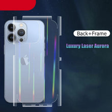 Load image into Gallery viewer, Gradient Laser Aurora Hydrogel Film For iPhone 13 11 12 Pro Max Mini X XS XR 7 8 Plus SE 2 Screen Protector Soft Full Back Cover Thin Scratch Resistant Back Screen Guard for Iphone