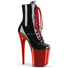 Load image into Gallery viewer, 8"20cm Super High Heel Waterproof Platform Dance Shoes Front Lace-up Head Ankle Boots Low Leg Winter Autumn Steel Pipe Plastic