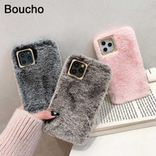 Load image into Gallery viewer, Fashion Plush Leopard Phone Case For Iphone 11 Pro Max Xs Max X Xr Cases Furry Fluffy Warm Cover For Iphone 6 6s 7 8 Plus Case Women Fashion Faux Fur Case For Iphone