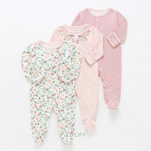 Load image into Gallery viewer, 3Pcs Baby unisex Rompers Long Sleeve Sleep suit Cartoon Jumpsuit Baby Pajamas Stes For Kids Between 0-12Months