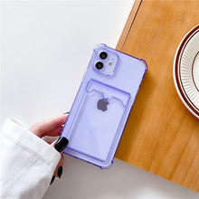 Load image into Gallery viewer, Transparent Wallet Case For iPhone 14 13 12 Pro Max Mini Shockproof Cover with Card Slots Pockets Slim Fit Thin Protective Soft Shock-Absorbing Lightweight Wallet Case