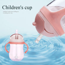 Load image into Gallery viewer, Water Straw Drinking Feeding Bottle Silicone Leakproof With Handles Wide Mouth Suction Babies Cups Bottles for Kids