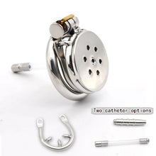 Load image into Gallery viewer, CHASTE BIRD Super Small Stainless Steel Male Cock Penis Trumpet Cage Chastity Device Anti-Off Ring Urethral Catheter V4 Lock