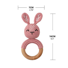 Load image into Gallery viewer, BPA Free Baby Wooden Teether Crochet Rattle Toy for Newborns