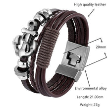 Load image into Gallery viewer, Trendy Modern Jewelry Leather Bracelet Men Braided Multilayer Anchor Bracelets Ladies Rope Chain for Male Jewelry Classic Style