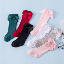 Load image into Gallery viewer, Baby Girls High Long Soft Cotton Lace Big Bow Knee Socks Toddlers Stretchable Material Excellent For Every Occasion