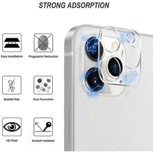 Load image into Gallery viewer, 4Pcs Camera Lens Glass Protector on For iPhone 11 12 13 14 Pro Max Tempered Glass For iPhone 14 Plus 12 13 Mini Camera Protector Ultra Thin Transparent Camera Lens Cover