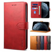 Load image into Gallery viewer, Luxury Red Leather Magnetic Flip Case For Iphone 14 12 13 11 11 Pro Max Xr Xs Max X Wallet Cover For iphone Leather Wallet Case Card Slots Kickstand Magnetic Buckle Flip Phone Cover