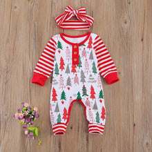 Load image into Gallery viewer, Newborn Baby Girl/Boys Christmas Long Sleeve Round Neck Tree print Romper for Infant In New Year Design