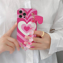 Load image into Gallery viewer, Cute Heart Chain Cute Case Luxury 3D Love Heart Wristband Girl Soft Case For iPhone 14 13 11 12 Pro Max 7 8 Plus Xr X Xs Silicone Phone Cover Cute Case Luxury Hearts Case Camera Cover Protective Soft Slim Girly Case Designed for iPhone
