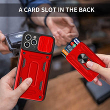 Load image into Gallery viewer, Shockproof Case for iPhone 13 12 11 Pro Max With Card Slot Ring Stand Camera Protection Phone Cover for iPhone XR XS Max Removable Card Holder Ring Holder Shockproof Protection Cover