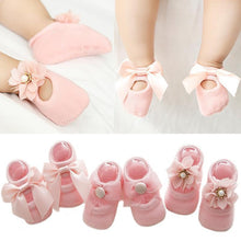 Load image into Gallery viewer, Baby Girl Anti-Slip Cotton Bow Lace Flower Floor Socks Spring Socks Excellent Quality Everyday Wear