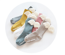 Load image into Gallery viewer, Luxury Modern Socks Baby Girls Knee High Socks With Angel wing Summer Autumn Cotton Socks Solid Candy Color Toddler For Kids
