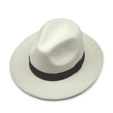 Load image into Gallery viewer, Black Fedora Hat Unisex Wide Brim Hat Autumn Winter Fedora Hat Wide Cap Winter Wool Classic Hat Men Elegant Gentleman Hat For Party