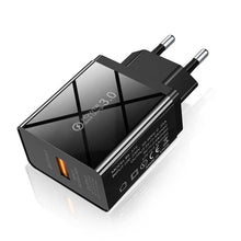 Load image into Gallery viewer, Modern Black 48W Quick Charger 3.0 USB Charge Plug Wall Mobile Phone Charger Adapter Fast Charging