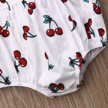 Load image into Gallery viewer, Newborn Baby Girl Clothes Ruffle Backless Cherry Romper Headband Outfit Baby Girl Summer Clothes In Modern New Style