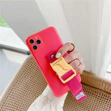 Load image into Gallery viewer, Fluorescent Sports Smartphone Case Bright Color Silicone Simple Soft Protective Cover Mobile Strap Wrist Crossbody Phone Case For iPhone 13 12 11 Pro XR XS Max X 8 7 Plus SE2 Strap Soft Silicon Phone Cover
