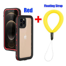 Load image into Gallery viewer, Waterproof For iPhone 14 13 12 11 Pro Max Case Red Clear Cover Diving Underwater Swim Outdoor Sports Built-in Screen Protector Full Body Heavy Duty Protective Cover for iPhone