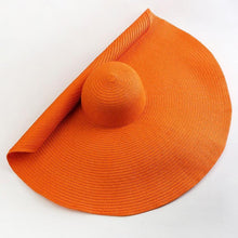 Load image into Gallery viewer, Summer Large Wide Brim Foldable Sun Hats For Women Foldable Sun Hat Wide Brim Summer Straw Floppy Beach Hat Oversized Sun Hat Modern Travel Straw Hat Fashionable Lady UV Protection Beach Hat 54-57cm