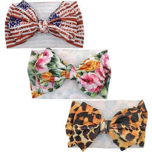 Load image into Gallery viewer, Handmade Luxury 3PCS Baby Accessories Turban Baby Girl Headbands Printed Big Bows Fabric Bow Infant Headwraps bow For Kids