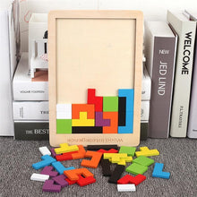 Load image into Gallery viewer, Colorful 3D Puzzle Wooden Tangram Math Toys Tetris Game Children Pre-school Magination Intellectual Educational Toy for Kids