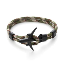 Load image into Gallery viewer, Elegant Modern Fashion Black Anchor Luxury Bracelets For Men And Women Charm Rope Chain Couple Bracelet Metal Airplane Leather Hooks Homme Jewelry